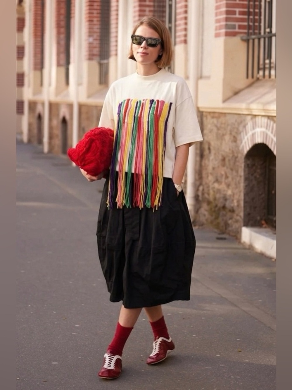 PALM ANGELS X MISSONI Fringe Oversized T-shirt Size Medium Art To Wear Festival